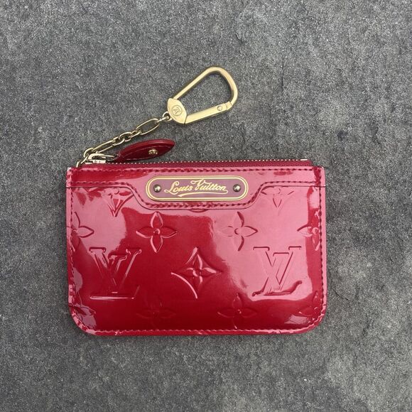 Louis Vuitton Red Vernis Pochette Key Cles Card Case Coin Purse - Picture 1 of 12